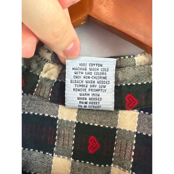 Cascade Blues Womens S Plaid Heart Button-Up Shirt 100% Cotton - Picture 5 of 6